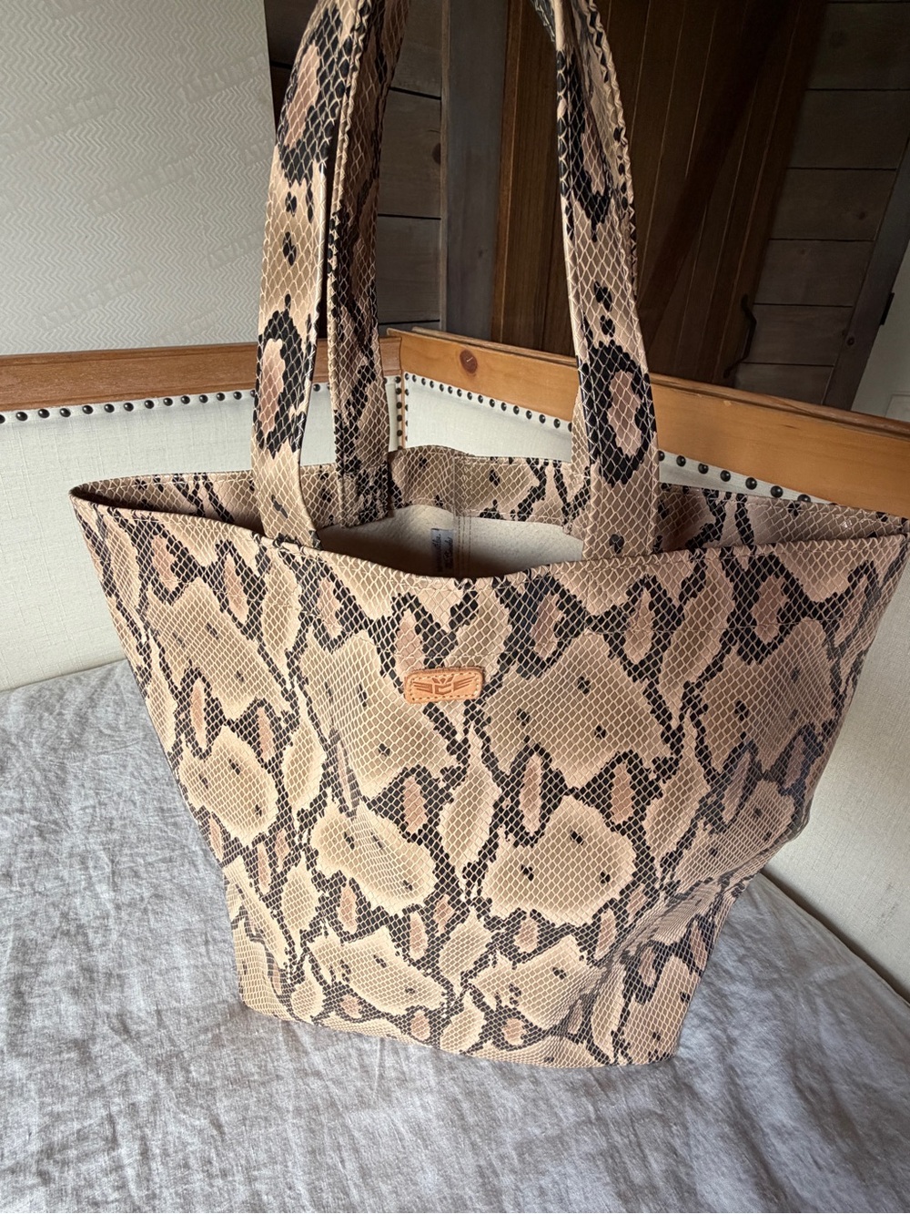 Snake-Print Consuela Shopper Tote